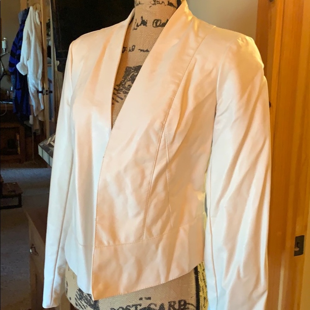 Fitted  designer white Faux leather Jacket